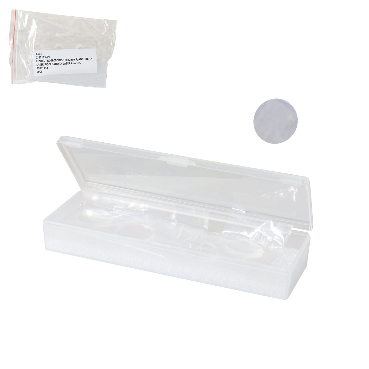 LENTE PROTECTOR 18x2mm P/ANTORCHA DE SOLDADORA LASER Z-67165 (Emp. c/5 pzas - Preccio x Pieza)