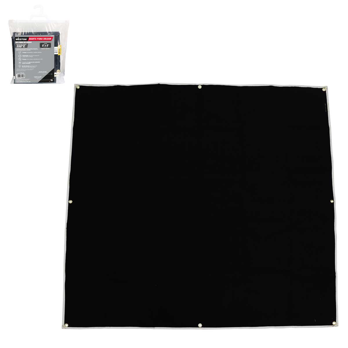 MANTA DE SOLDADURA NEGRA DE FIBRA DE VIDRIO PARA SOLDADURA 6' X 6'