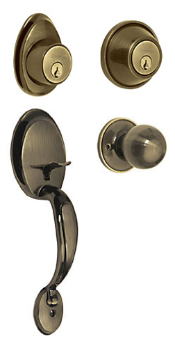 43022 / CEP-22PJ TRUPER Cerradura entrada, latón antiguo, doble, pomo