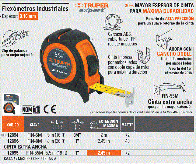 Flexómetro Industrial 8 M Cinta 25 Mm Fin-8M 12696 Truper Expert -  FERREMATES