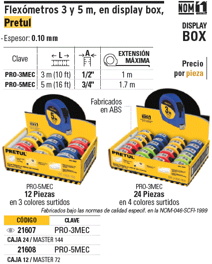 Cinta Metrica Flexometro 5 Metros 19 Mm 21608 Pretul - Mm