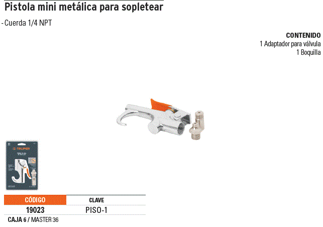 ▷ Pistola sopladora para compresor Truper 19023