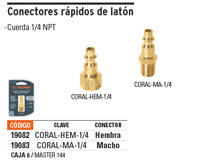 Conector Rapido Hembra De Laton De 1/4″ Truper 19082 - Ferreterias Calzada
