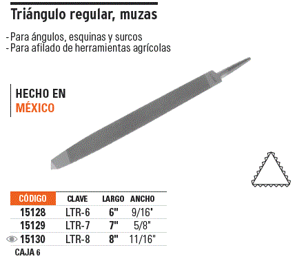 Lima afilado triangular para machetes 5 pulgadas / 40815