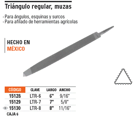 Lima triangular 8 para machete, 36 dpp, con mango, Truper