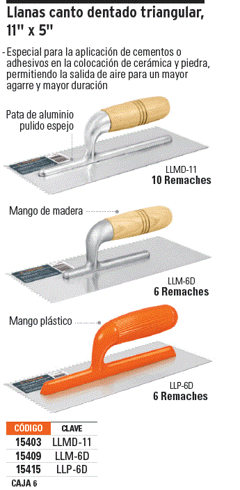 Llana Dentada Trian. 11X5 Mango Plástico TRUPER