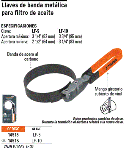 Llaves de banda metálica para filtro de aceite, Llaves De Banda Para Filtro  De Aceite