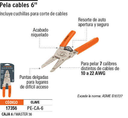 Pinza pela cables y corta cables 7', profesional