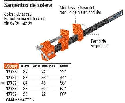 Sargento 60 de solera de acero, Truper para carpinteria