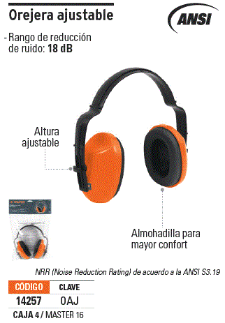 Tapon orejera protector auditivo 14257 Truper