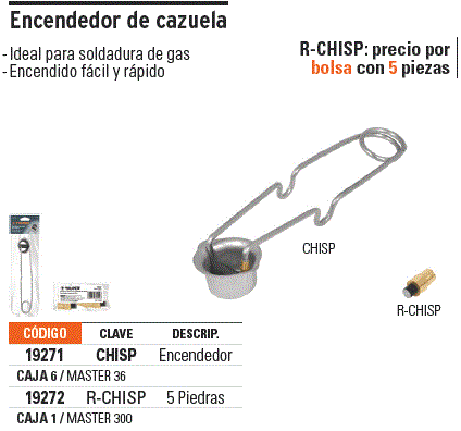 Anestésico Contratación tenedor 19271 / CHISP TRUPER Encendedor (chispeador) manual para soldadura de gas,  Truper