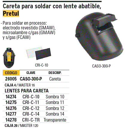 Careta para soldar con lente abatible, sombra 11, Pretul, Caretas Para  Soldar, 26005