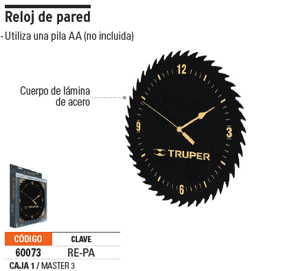 Reloj de pared, Truper, Relojes, 60073