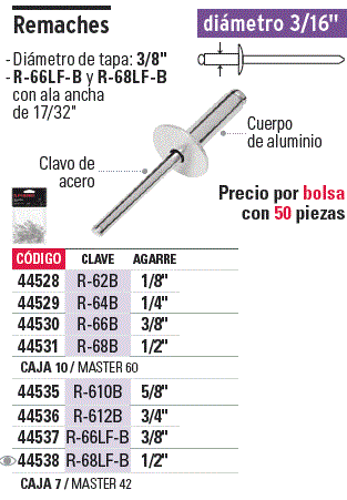 50 Remaches aluminio 5 mm