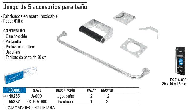 Toallero de argolla de acero inoxidable, Foset, Accesorios Para Baño, 49396