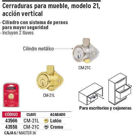 LLAVE CERRADURA MUEBLE CM21