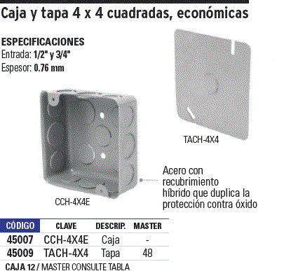 Tapa 3 x 3, para caja tipo chalupa