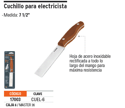 Cuchillo 7-1/2 para electricista, Truper, Cuchillo Para Electricista, 17003