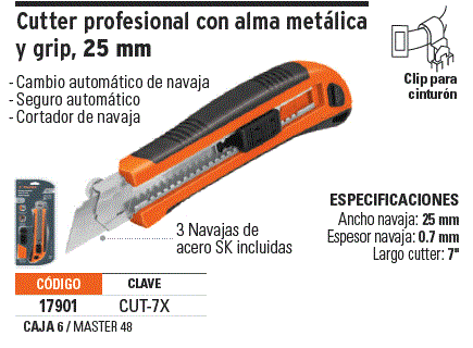 Cutter, cuchilla de 25 mm