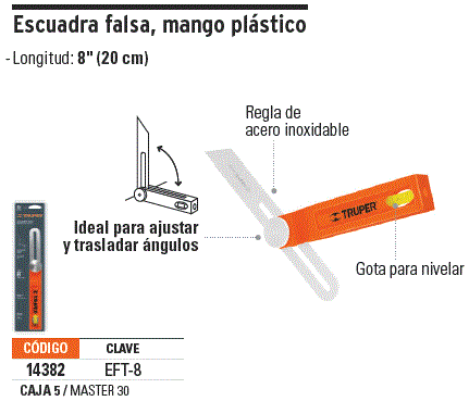 Escuadra Falsa Mango De Plástico 8' Toolmak 